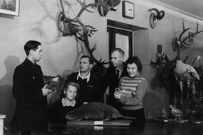 B. S. Yudin, Markina, V. I. Telegin, G. S. Zolotarenko, L. I. Galkina, December 1955.